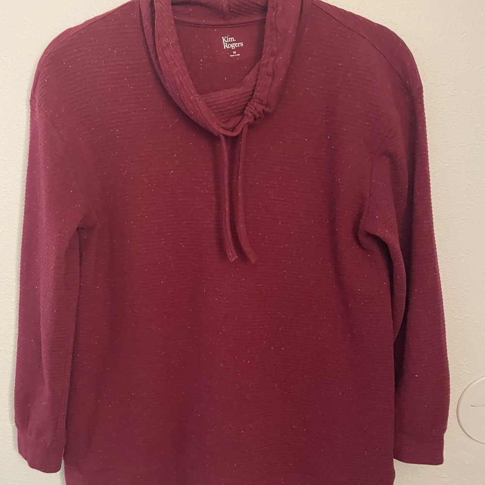 Kim Rogers Burgundy Cowl Neck Sweater-Size Medium